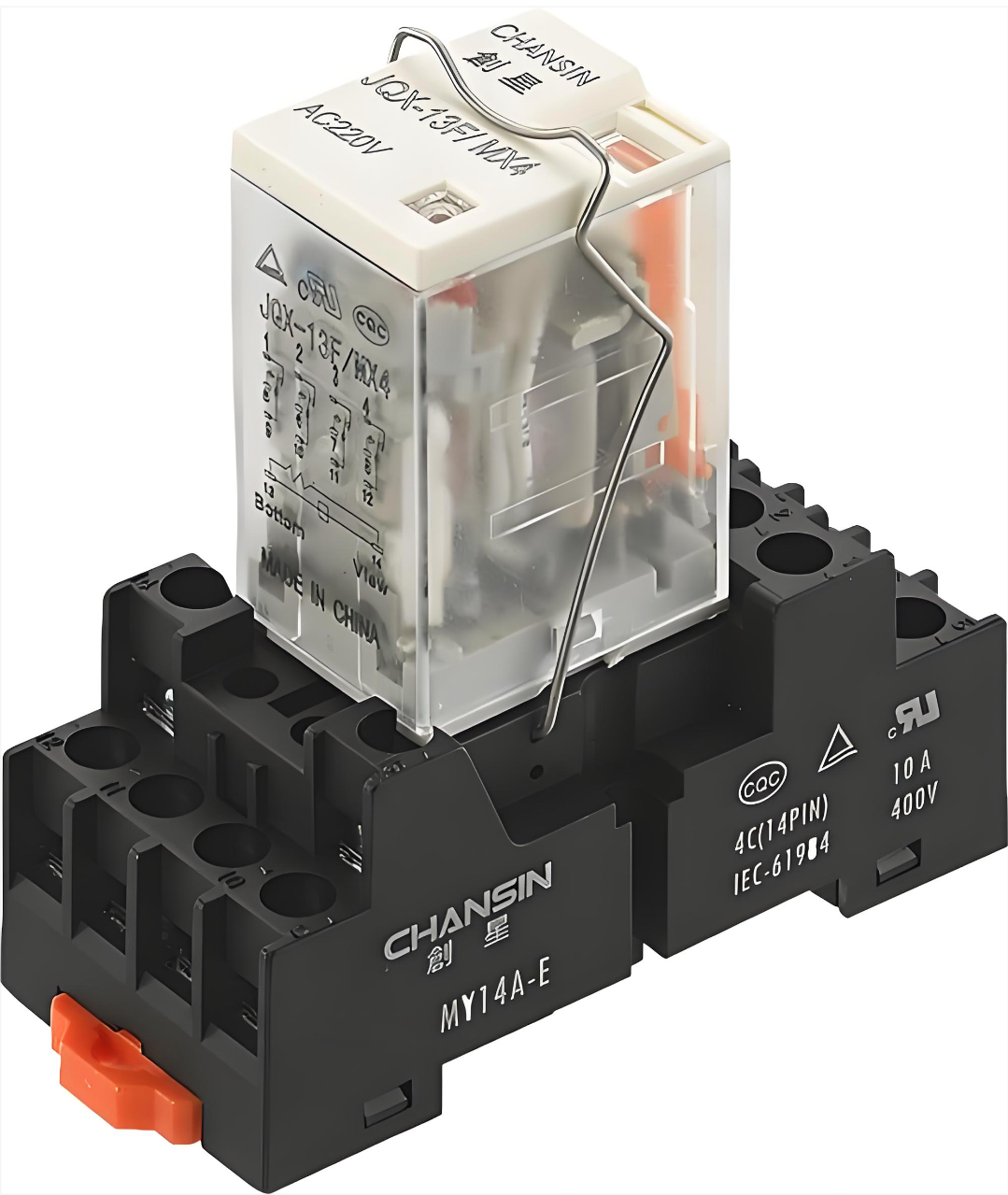Industrial control relay and socket